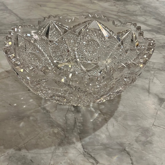 ABP heavy American brilliant cut glass crystal bowl sawtooth edge - Picture 1 of 7